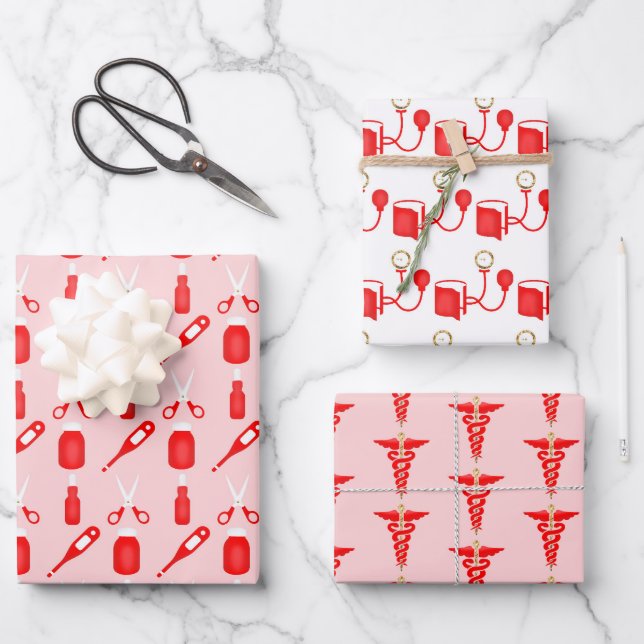 Cute Nurse tiled pattern party Wrapping Paper Sheet (Front)