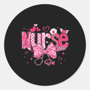 Cute Nurse Valentines Day Cute Coquette Stethoscop Classic Round Sticker