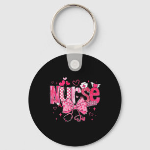 Cute Nurse Valentines Day Cute Coquette Stethoscop Key Ring