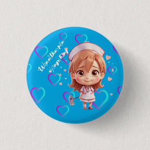 Cute Nurse with Thai Greeting Badge Button