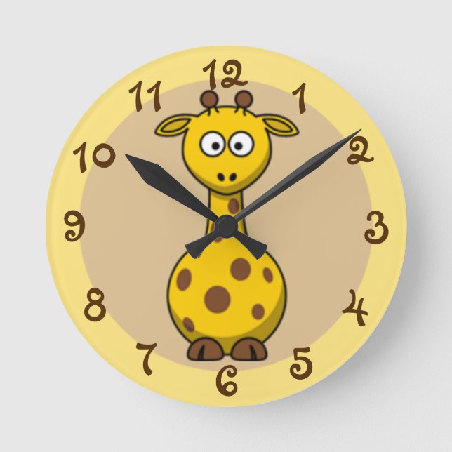 Cute Nursery Decor Giraffe Round Clock (Front)