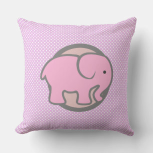 Cute Nursery Decor Pink Elephant Polka dot pattern Cushion