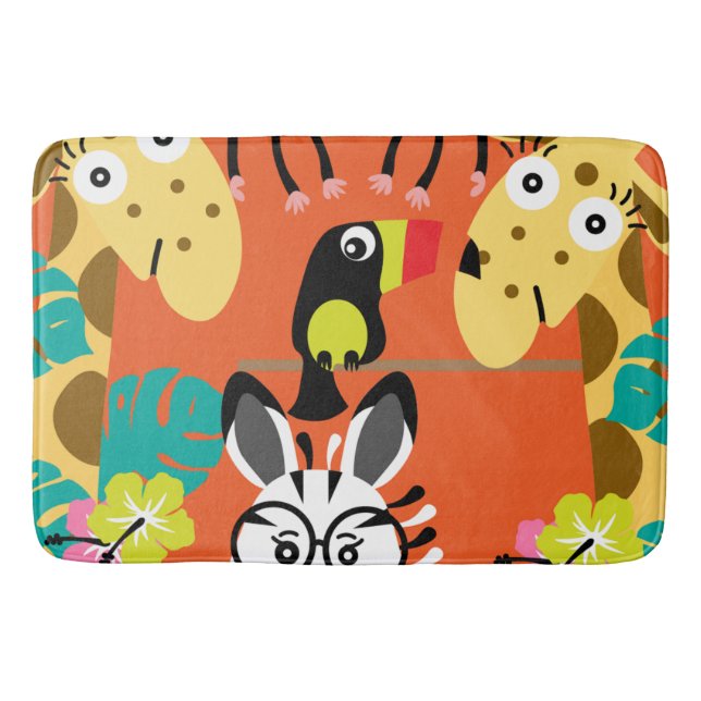 Cute nursery jungle animals decor   bath mat (Front)