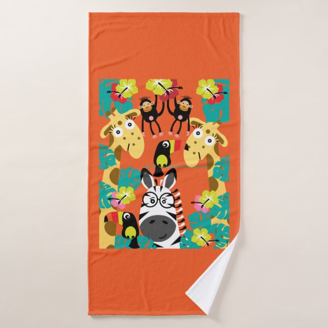 Cute nursery jungle animals decor   bath towel (Bath Towel)