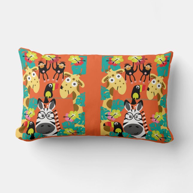 Cute nursery jungle animals decor    lumbar cushion (Front)