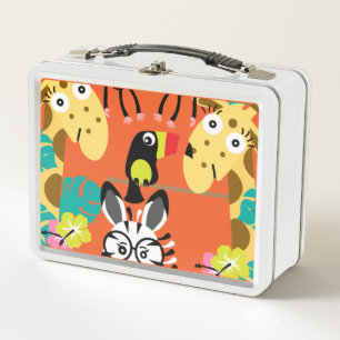 Cute nursery jungle animals decor metal lunch box