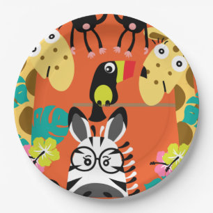 Cute nursery jungle animals decor   paper plate