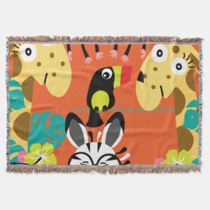Cute nursery jungle animals decor   throw blanket