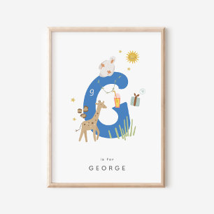 Cute Nursery Personalised Alphabet Letter G Poster