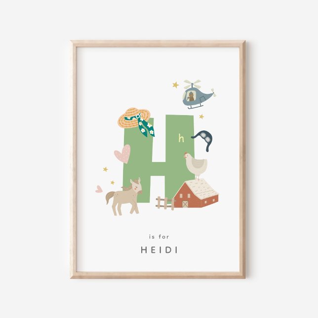 Cute Nursery Personalised Alphabet Letter H Poster (Creator Uploaded)