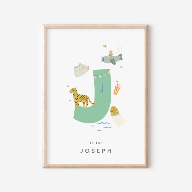 Cute Nursery Personalised Alphabet Letter J Poster (Creator Uploaded)