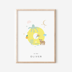 Cute Nursery Personalised Alphabet Letter O Poster