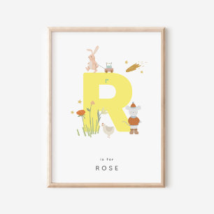 Cute Nursery Personalised Alphabet Letter R Poster