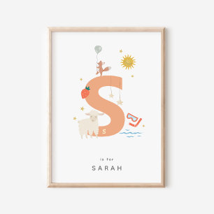 Cute Nursery Personalised Alphabet Letter S Poster