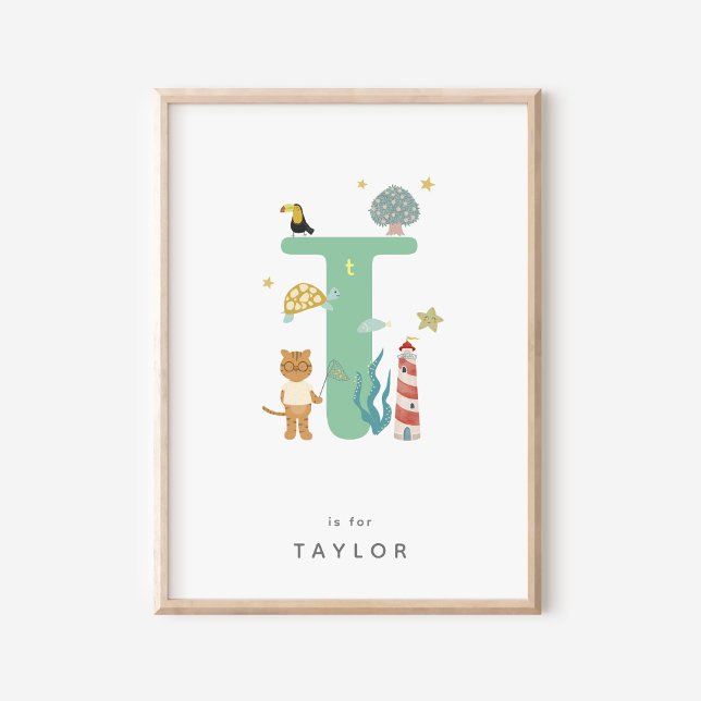 Cute Nursery Personalised Alphabet Letter T Poster (Creator Uploaded)