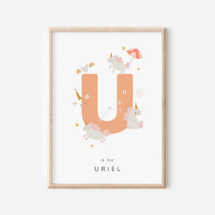 Cute Nursery Personalised Alphabet Letter U Poster