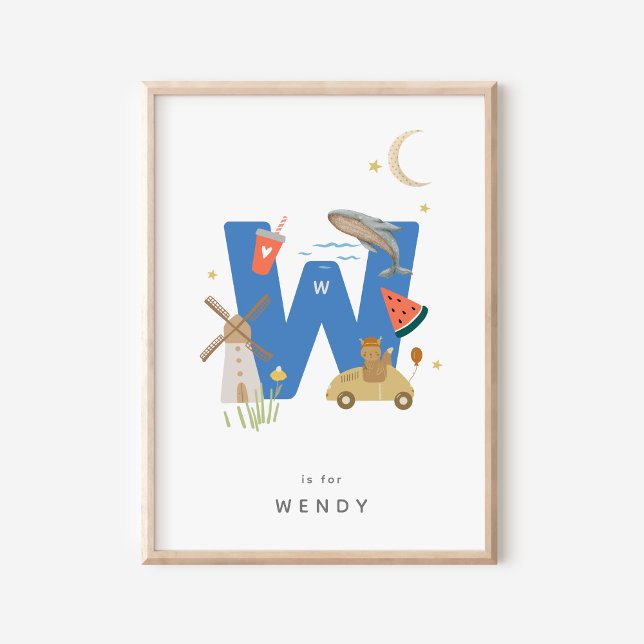 Cute Nursery Personalised Alphabet Letter W Poster (Creator Uploaded)