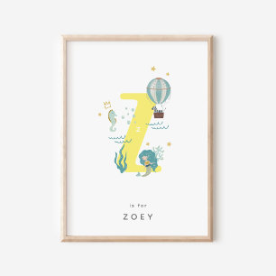Cute Nursery Personalised Alphabet Letter Z Poster