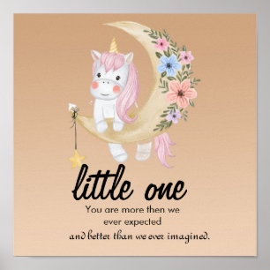 Cute nursery quote unicorn moon poster print