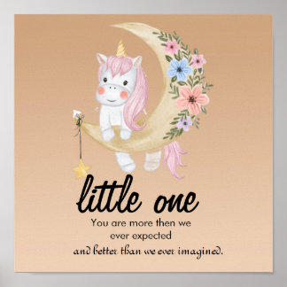 Cute nursery quote unicorn moon poster print