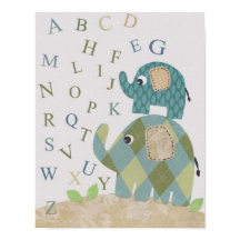 Cute Nursery wall art elephant alphabets