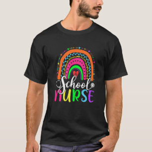 Cute Nurse's Day School Nurse Leopard Rainbow Back T-Shirt