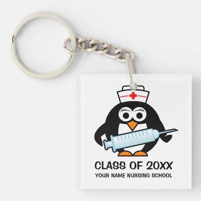 Cute nursing school graduation class of 2025 key ring (Front)