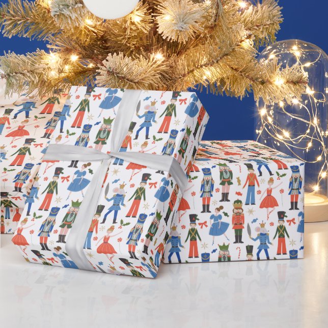 Cute Nutcracker Ballet Pattern Christmas Wrapping Paper (Holidays)