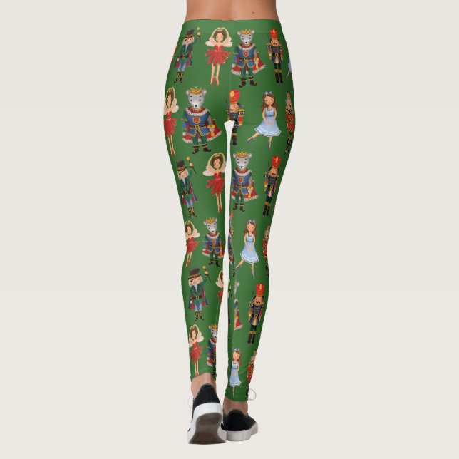 Cute Nutcracker Christmas Holiday Winter Party Leggings (Back)