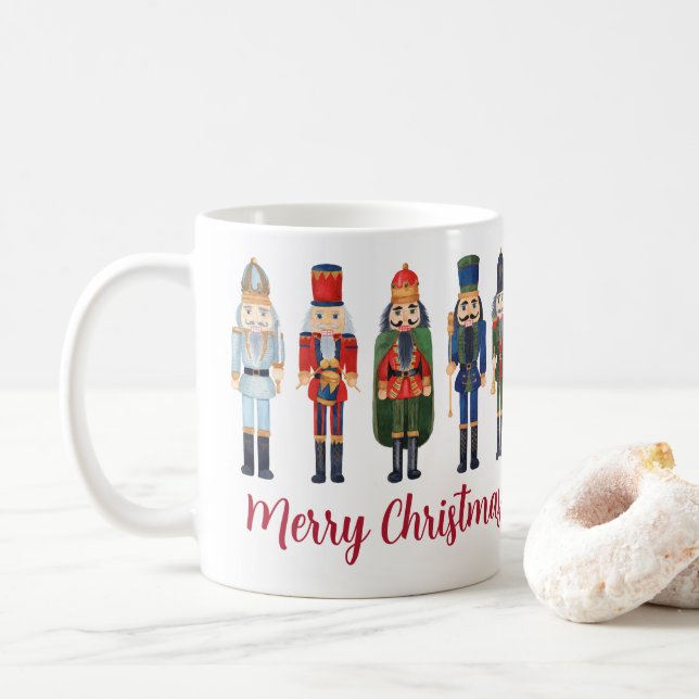 Cute Nutcracker Merry Christmas Coffee Mug (With Donut)