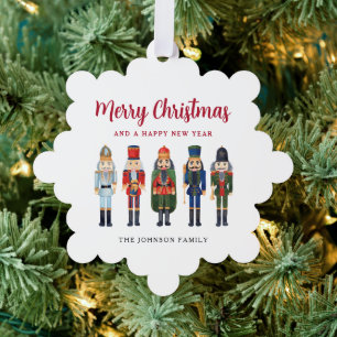Cute Nutcracker Merry Christmas Snowflake Tree Decoration Card