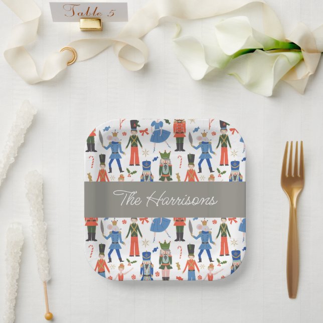 Cute Nutcracker Personalised Christmas Paper Plate (Wedding)