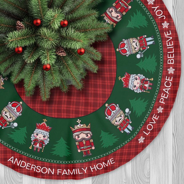 Cute Nutcrakers Red & Green Tartan Christmas Brushed Polyester Tree Skirt (Cute Nutcrakers Red & Green Tartan Christmas Brushed Polyester Tree Skirt)