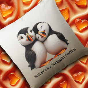 Cute Nuthin' Like Snugglin' Puffins Cushion