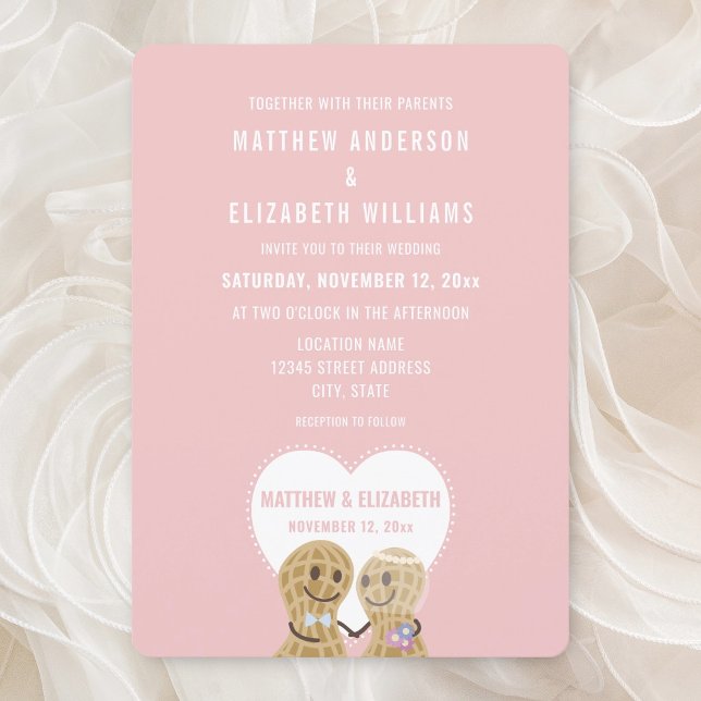 Cute Nuts About Each Other Pink Wedding Engagement Invitation (Creator Uploaded)
