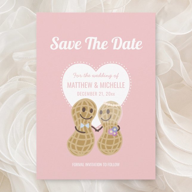 Cute Nuts About Each Other Pink Whimsical Wedding Save The Date (Creator Uploaded)