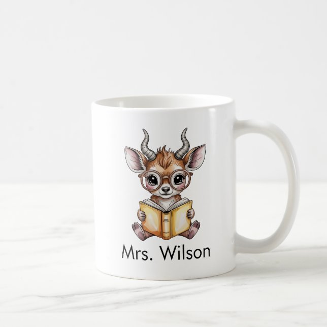 Cute Nyala Reading a Book Custom Coffee Mug (Right)