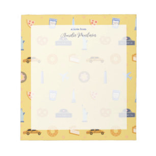 Cute NYC pattern yellow custom Name Notepad