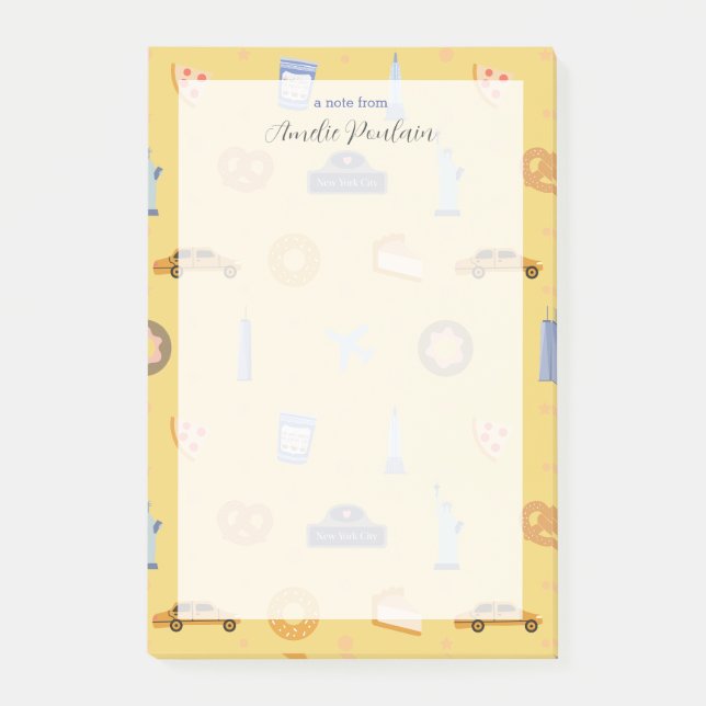Cute NYC pattern yellow custom Name  Post-it Notes (Front)