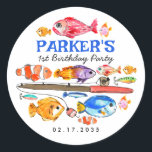 Cute O-Fish-al Reel Fun Gone Fish Fishing Birthday Classic Round Sticker<br><div class="desc">Cute O-Fish-al Reel Fun Gone Fish Fishing Birthday Favour Sticker</div>