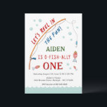 Cute  O- Fish-Ally One Fishing 1st Birthday  Invitation<br><div class="desc">Cute colourful O-fish-ally one fishing line and fishes Fishing theme Baby boy Birthday Invitation.</div>