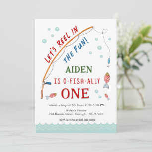 Cute  O- Fish-Ally One Fishing 1st Birthday  Invitation
