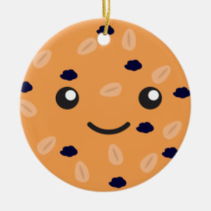 Cute Oatmeal Raisin Cookie Ceramic Ornament