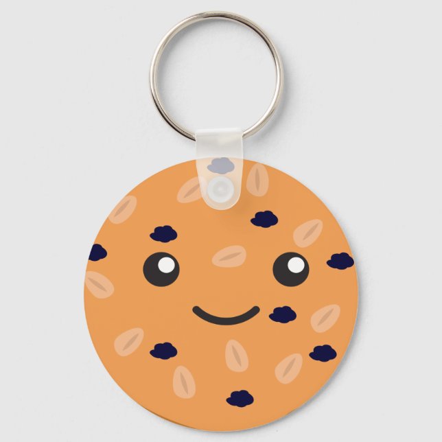 Cute Oatmeal Raisin Cookie Key Ring (Front)