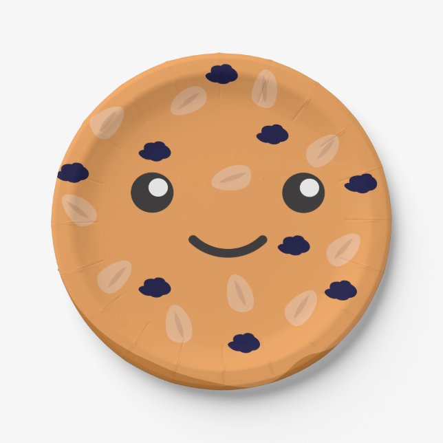 Cute Oatmeal Raisin Cookie Paper Plate (Front)