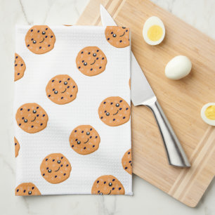 Cute Oatmeal Raisin Cookie Pattern Tea Towel