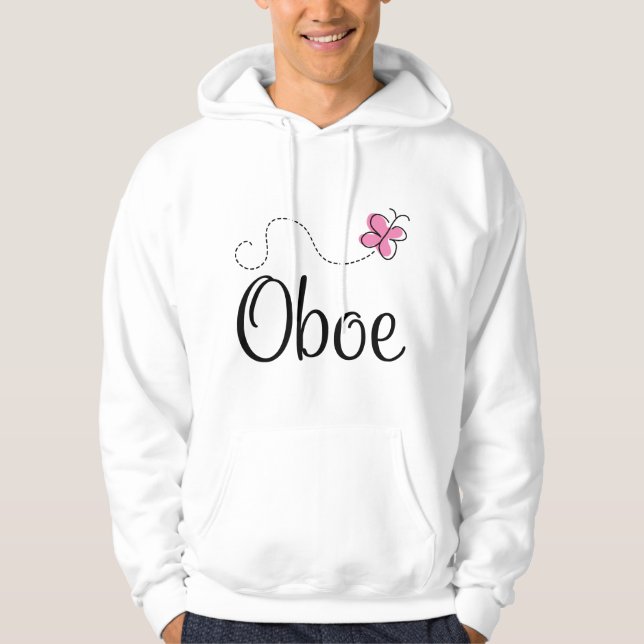 Cute Oboe Pink Butterfly Hoodie (Front)