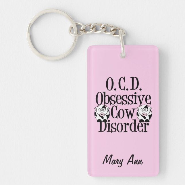 Cute Obsessive Cow Disorder Key Ring (Front)