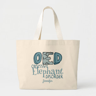 Cute Obsessive Elephant Disorder Large Tote Bag