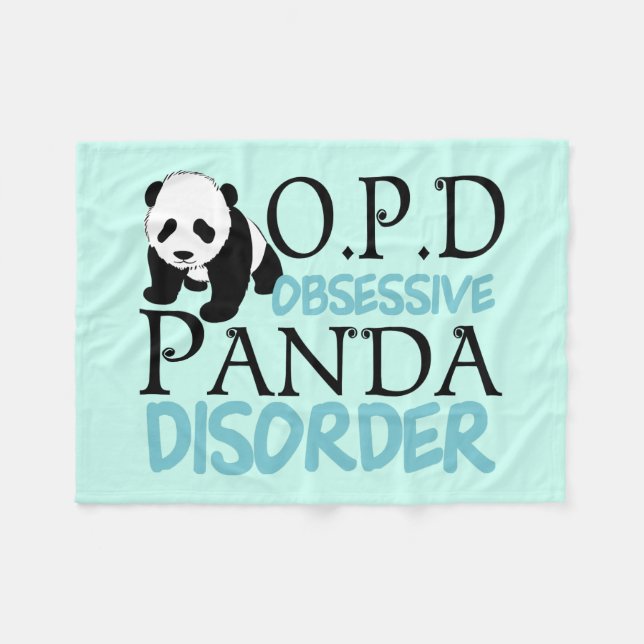 Cute Obsessive Panda Disorder Fleece Blanket (Front (Horizontal))
